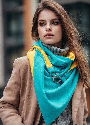 Stylish scarf double-sided scarf ,,,Ukrainian color,,  with original clasp, unisex