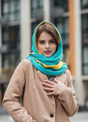 Stylish scarf double-sided scarf ,,,Ukrainian color,,  with original clasp, unisex3 photo