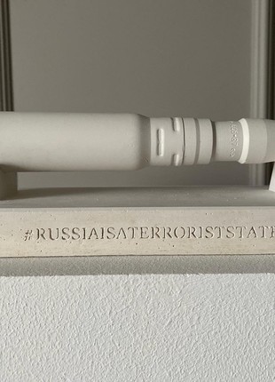 Plaster sculpture #RUSSIAISATERRORISTSTATE