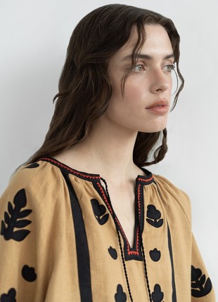 Linen embroidered shirt Korchynskyi Beige5 photo