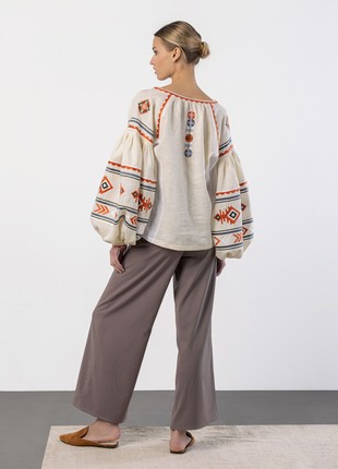 Linen embroidered shirt in boho style Pole5 photo