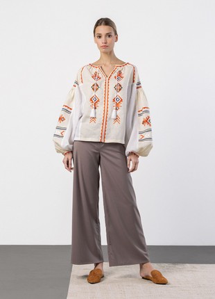 Linen embroidered shirt in boho style Pole2 photo