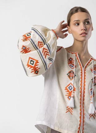 Linen embroidered shirt in boho style Pole6 photo