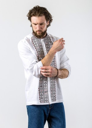 White shirt with geometric ornament and buttons KOLOS3 photo