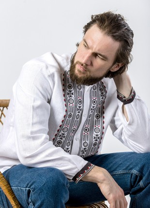 White shirt with geometric ornament and buttons KOLOS6 photo