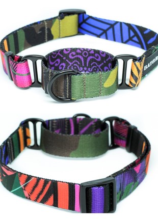 Martingale dog collar nylon BAT&RO "Jungle" M (35-45cm)