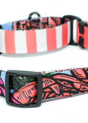Martingale dog collar nylon BAT&RO "Bloom" L (45-55cm)3 photo