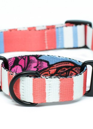 Martingale dog collar nylon BAT&RO "Bloom" L (45-55cm)2 photo