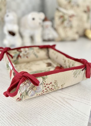 Christmas basket for sweets and cookies . Tapestry bread basket.4 photo