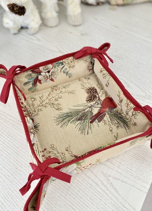 Christmas basket for sweets and cookies . Tapestry bread basket.3 photo