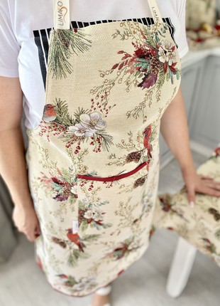 Tapestry kitchen apron with Christmas print3 photo