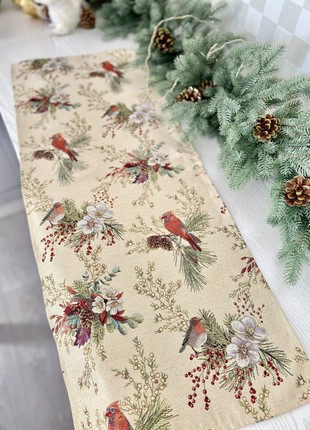 Christmas tapestry table runner  45x140 cm. (17x55 in.) with gold lurex