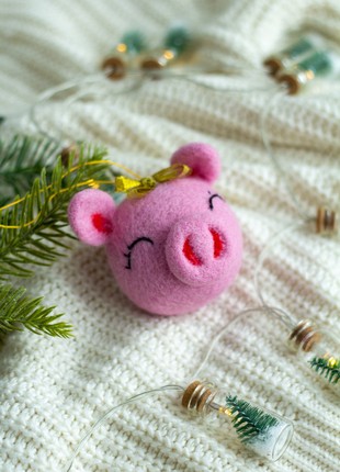 Christmas wool pig ornament1 photo