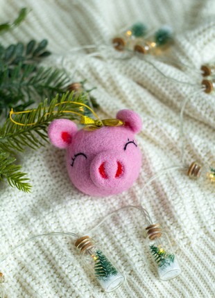 Christmas wool pig ornament2 photo