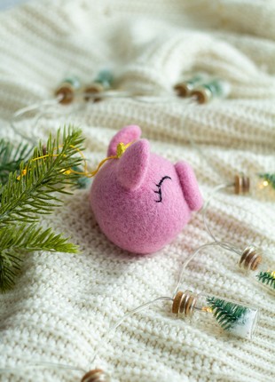 Christmas wool pig ornament3 photo