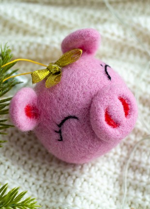 Christmas wool pig ornament6 photo