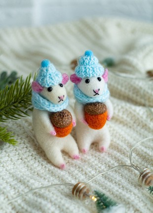 Christmas wool mouses ornaments set of 26 photo