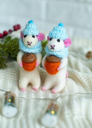 Christmas wool mouses ornaments set of 23 photo