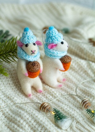 Christmas wool mouses ornaments set of 22 photo