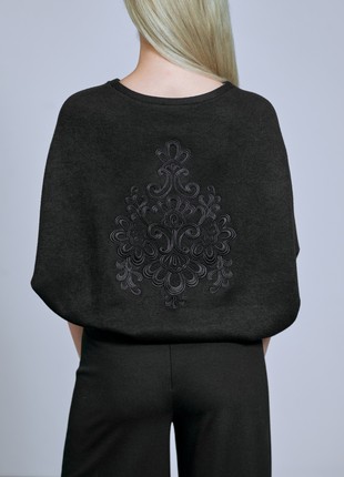 Jacket with "Openwork" embroidery, black viscose3 photo