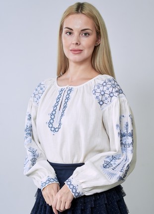 Embroidered shirt «Beregynya rodu» beige (linen)5 photo