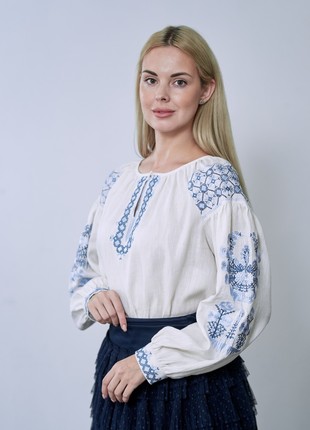 Embroidered shirt «Beregynya rodu» beige (linen)6 photo