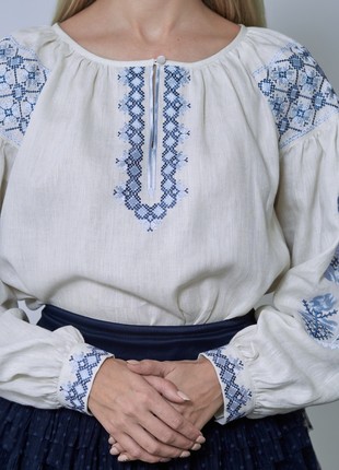 Embroidered shirt «Beregynya rodu» beige (linen)9 photo