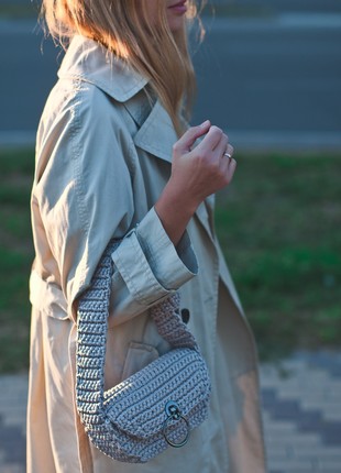 Crochet light gray handbag for women