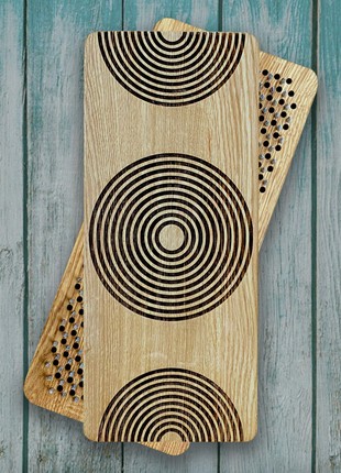 Oh! SADHU Board for Yoga from Natural Oak Wood, Rectangle Cercles1 photo