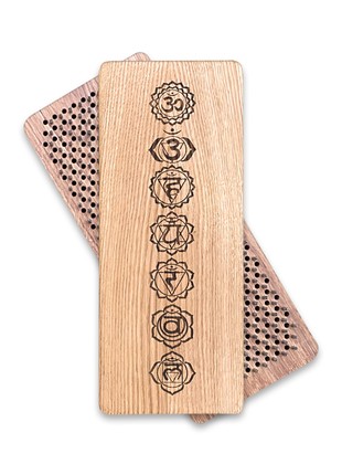Oh! SADHU Board for Yoga from Natural Oak Wood, Rectangle, Natural Chakras