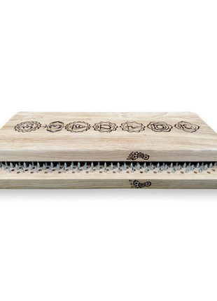 Oh! SADHU Board for Yoga from Natural Oak Wood, Rectangle, White Chakras2 photo