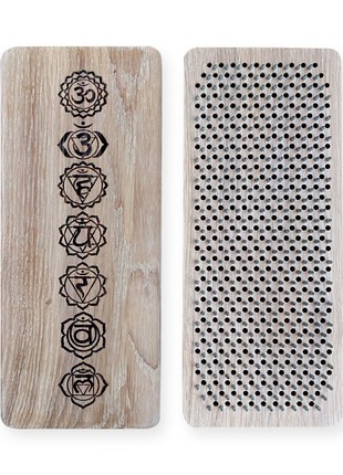 Oh! SADHU Board for Yoga from Natural Oak Wood, Rectangle, White Chakras1 photo