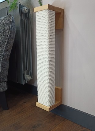 Wall scratching post for cats made of natural wood 10x12x54 Beech