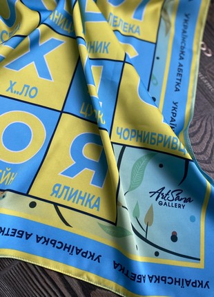Designer  scarf ""Ukrainian alphabet ,, triangular bandana  from the designer art sana9 photo