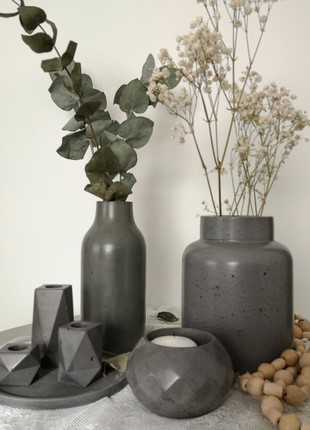 Set of concrete candle holders2 photo