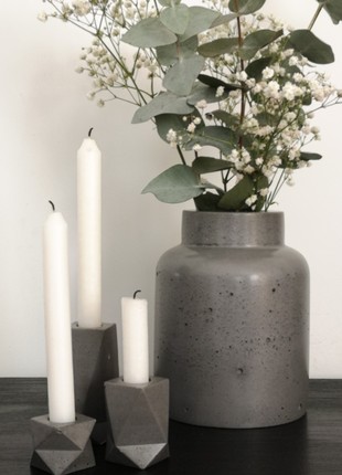 Set of concrete candle holders4 photo