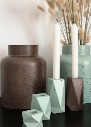 Set of concrete candle holders brown4 photo