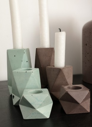 Set of concrete candle holders brown6 photo