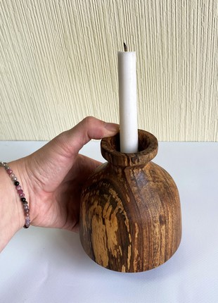 small bud vase, wavy candle holder set, decorative wood vase for ikebana, handmade table decor5 photo