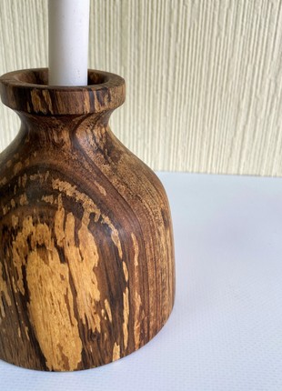 small bud vase, wavy candle holder set, decorative wood vase for ikebana, handmade table decor8 photo