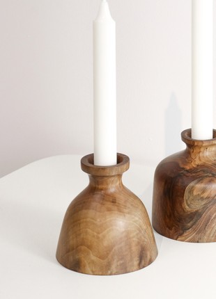 small bud vase, wavy candle holder set, decorative wood vase for ikebana, handmade table decor7 photo