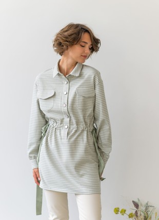Shirt with ribbons, olive color