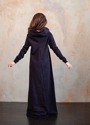 Warm maxi dress with a hood2 photo