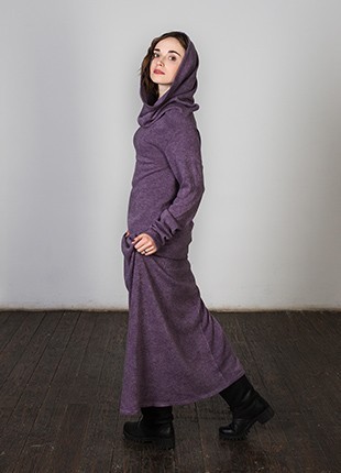 Warm maxi dress with a hood6 photo