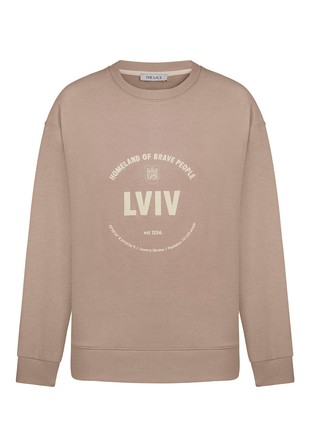 Sweatshirt with Lviv print in beige1 photo