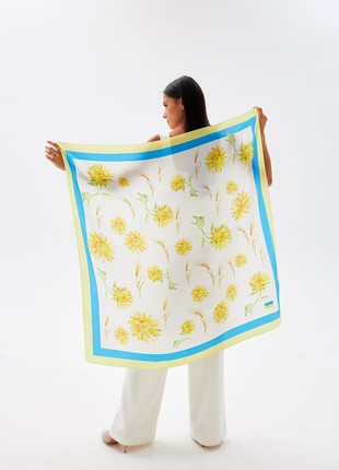 Designer Silk Scarf "Ukrainian Sunflowers"