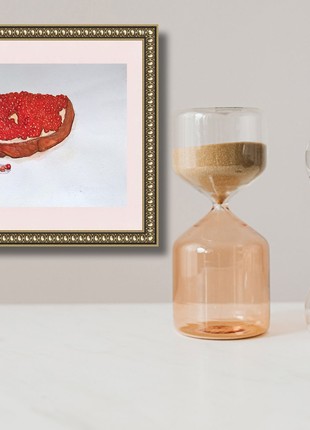 Still life in watercolor with a sandwich with red caviar3 photo