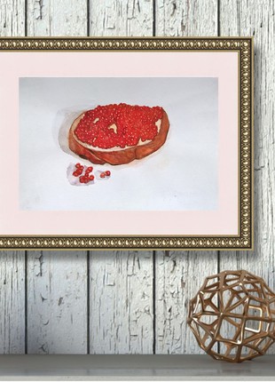 Still life in watercolor with a sandwich with red caviar10 photo