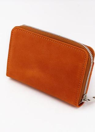 Handmade leather small wallet for gift/ minimalist compact zipper purse for women