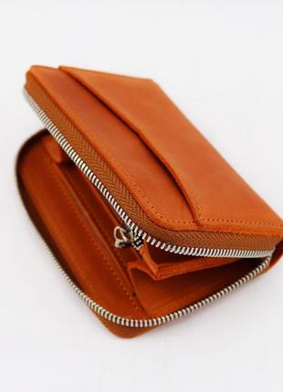 Handmade leather small wallet for gift/ minimalist compact zipper purse for women7 photo